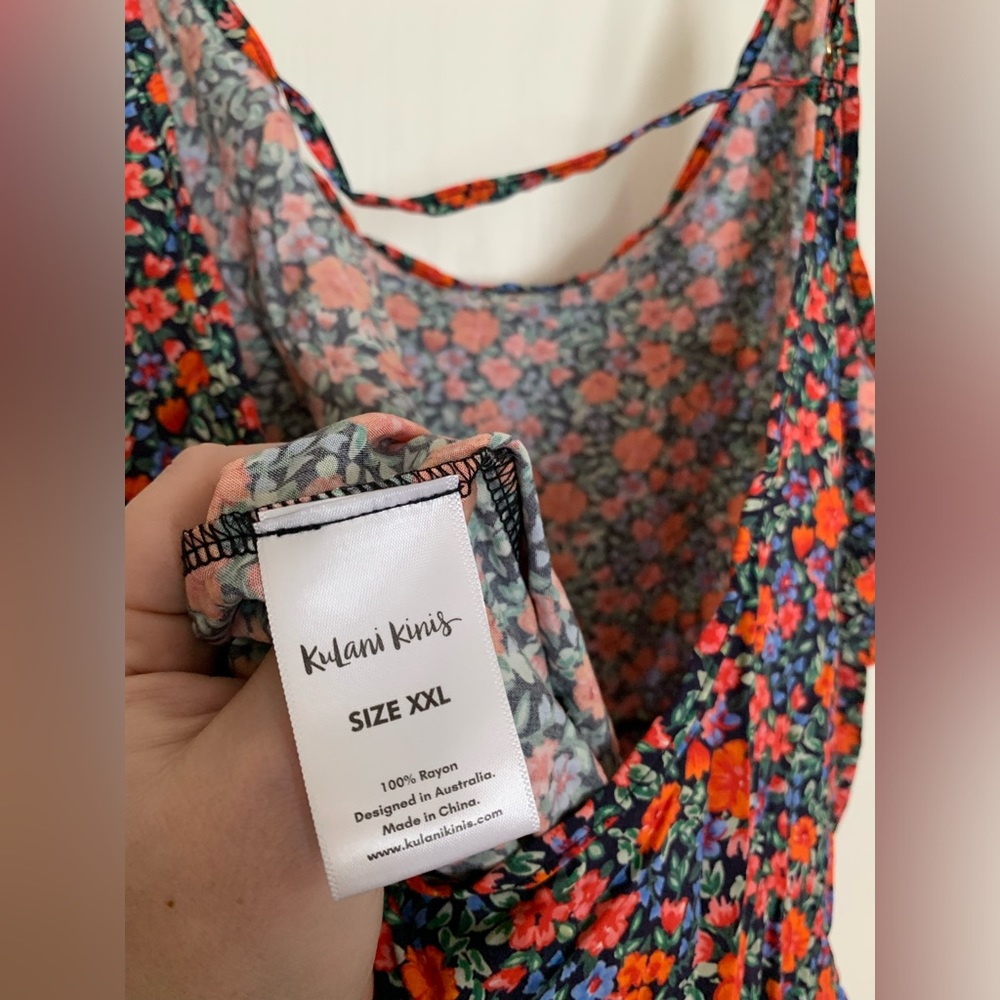 Kulani Kinis Red Floral Baby Doll Mini Dress - Size XXL - Picture 3 of 5